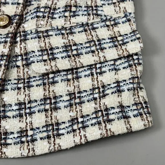 VERONICA BEARD Bentley Tweed Jacket Sz-2 Ivory/Camel 2406TW6810474 - Picture 9 of 16